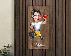 BK Gift Kişiye Özel Amerikan Futbolcusu Karikatürlü Kabartma Figürlü Ahşap Tablo-13,  Arkadaşa Hediye, Sevgiliye Hediye, Duvar Dekoru