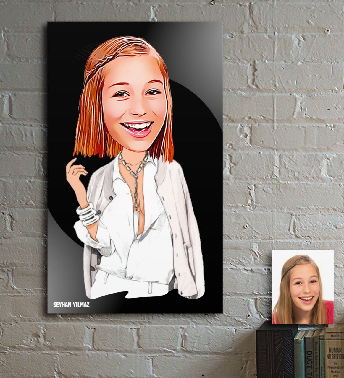 Kişiye Özel Bayan Model Karikatür Ahşap Tablo - 2