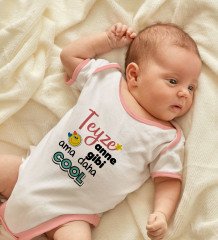 BK Kids Teyze Anne Gibi Tasarımlı Pembe Bebek Body Zıbın-1