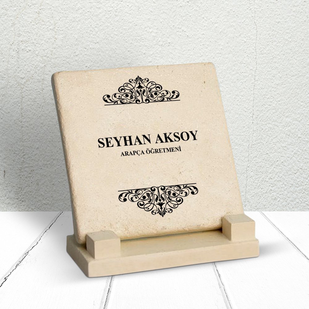 Kişiye Özel Arapça Öğretmeni Dekoratif Taş Masa İsimliği