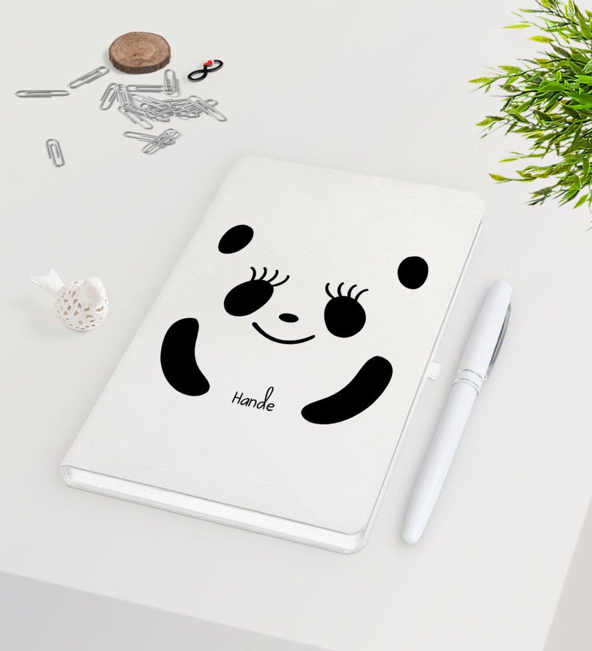 Kişiye Özel Sevgililer Günü Beyaz Defter Kalem Seti-106