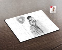 Kişiye Özel Karakalem Tasarımlı Ahşap Puzzle-3