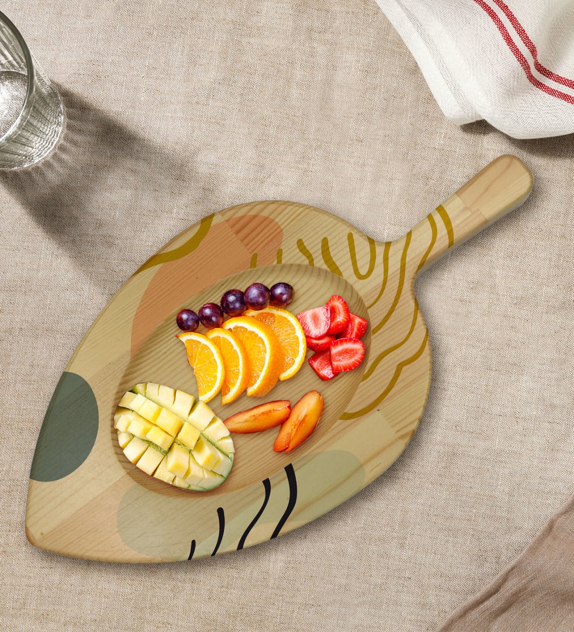 BK Gift Modern Art Tasarımlı Yaprak Şeklinde Doğal Ahşap Servis ve Sunum Tabağı Model 4