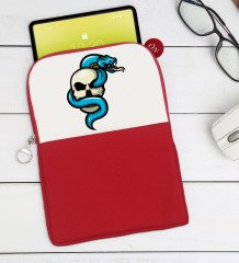 BK Gift Kurukafa Tasarımlı Taşınabilir Koruyucu Tablet Kılıfı & Organizer Çanta - Kırmızı-8