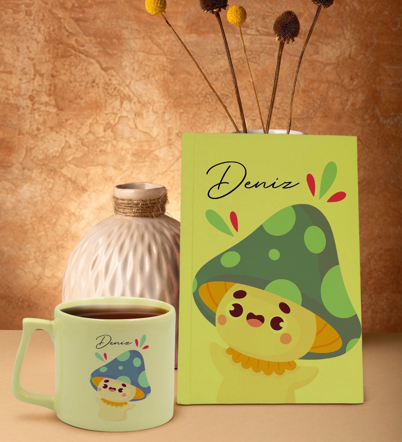 BK Gift Kişiye Özel İsimli Sarı Sert Kapaklı Defter ve Middle Kupa Seti, Arkadaşa Hediye, Yeni İş Hediyesi, Doğum Günü Hediyesi-18
