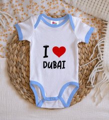 BK Kids I Love Dubai Tasarımlı Mavi Bebek Body Zıbın - Model 1