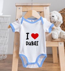 BK Kids I Love Dubai Tasarımlı Mavi Bebek Body Zıbın - Model 1