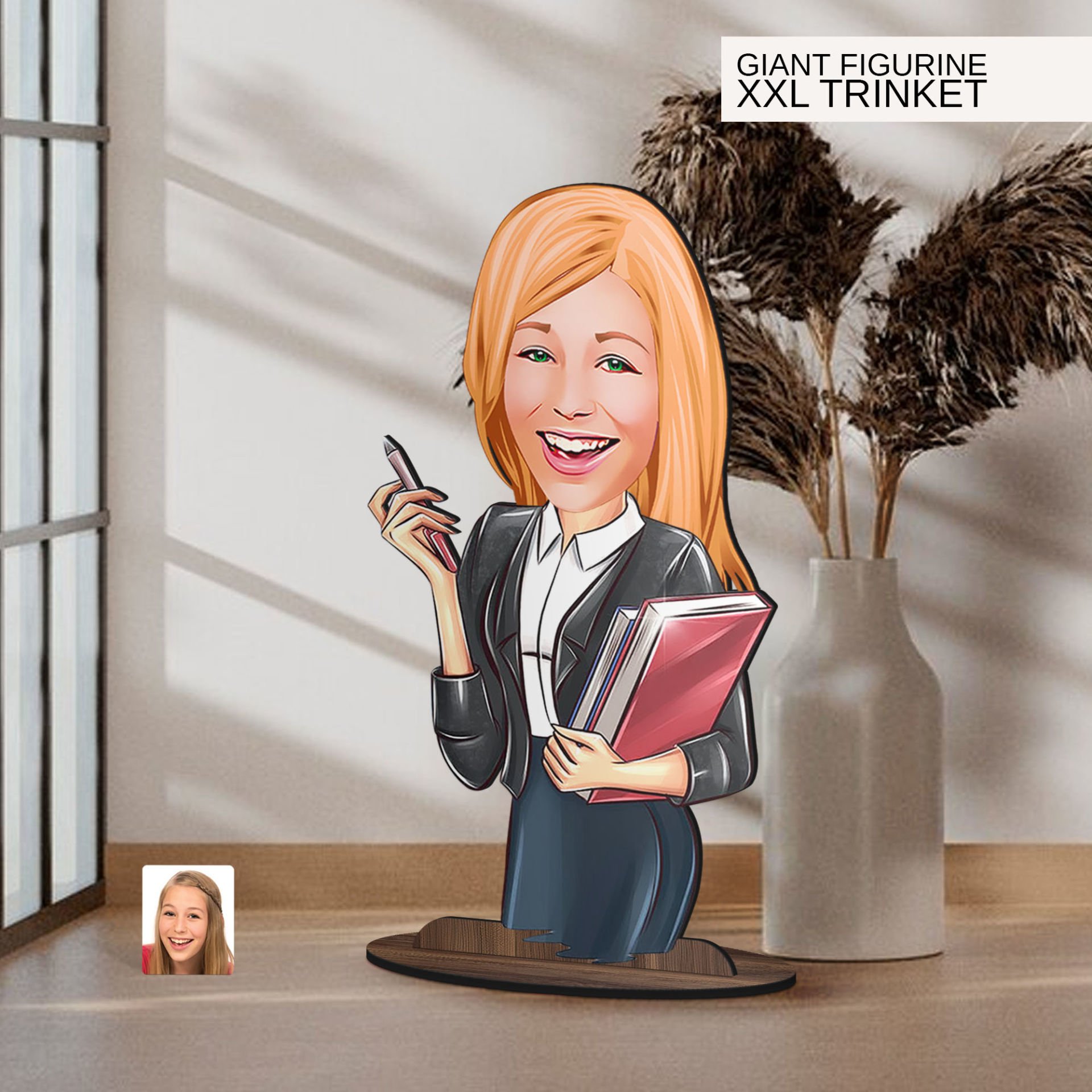 BK Gift Kişiye Özel Boss Anne Karikatürlü Büyük Boy Ahşap Biblo-8 Arkadaşa Hediye , Sevgiliye Hediye, Kişiye Özel Biblolar