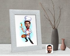 Kişiye Özel Erkek Chef Karikatürlü Dekoratif Çerçeve-1