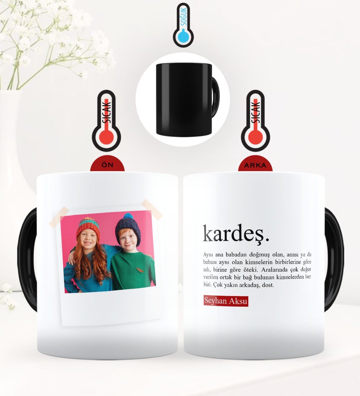 Kişiye Özel Fotoğraflı Kardeş Anlamı Sihirli Kupa Bardak - 2