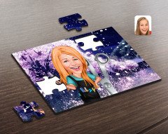 Kişiye Özel Kadın Kuaför Karikatürlü Ahşap Puzzle-1