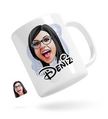 Kişiye Özel Kadın Yüz Karikatürlü Beyaz Kupa Bardak-2