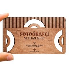Kişiye Özel Mesleki Fotoğrafçı Ahşap Kartvizit (Model 1-1) 50 ADET