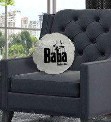 Kişiye Özel İsimli Baba Godfather Tasarımlı Yuvarlak Dekoratif Kırlent Yastık-5