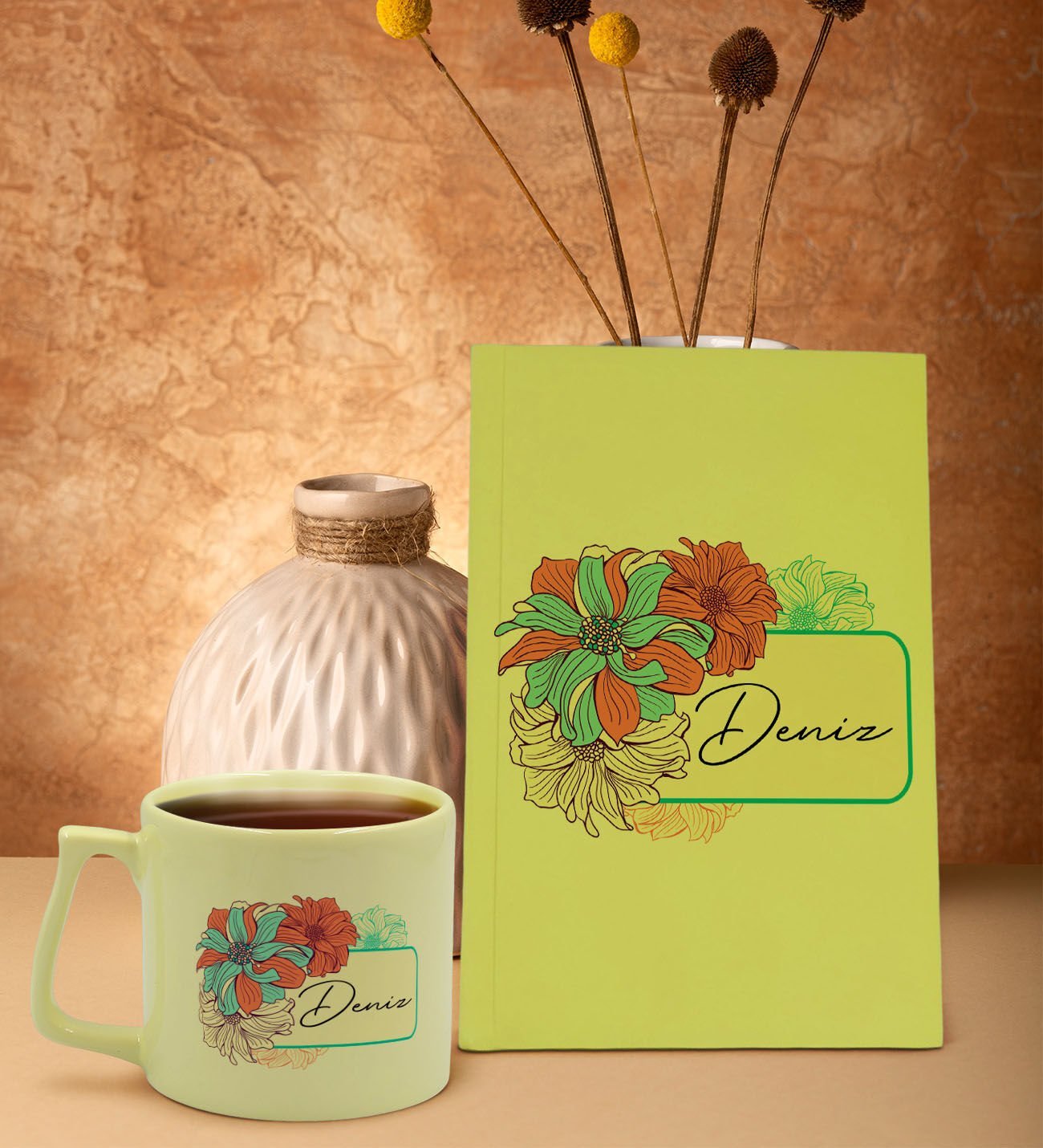 BK Gift Kişiye Özel İsimli Sarı Sert Kapaklı Defter ve Middle Kupa Seti, Arkadaşa Hediye, Yeni İş Hediyesi, Doğum Günü Hediyesi-21