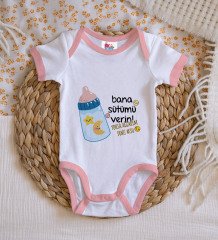 BK Kids Kişiye Özel Pembe Bebek Body Zıbın - Model 21