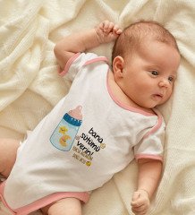 BK Kids Kişiye Özel Pembe Bebek Body Zıbın - Model 21