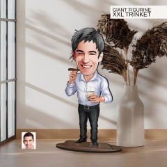 BK Gift Kişiye Özel Baba Karikatürlü Büyük Boy Ahşap Biblo-1 Arkadaşa Hediye , Sevgiliye Hediye, Kişiye Özel Biblolar