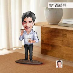 BK Gift Kişiye Özel Baba Karikatürlü Büyük Boy Ahşap Biblo-1 Arkadaşa Hediye , Sevgiliye Hediye, Kişiye Özel Biblolar