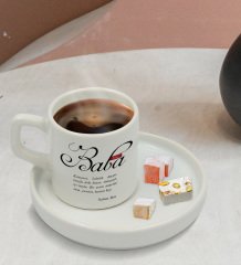 Kişiye Özel Mânâ Baba Tasarımlı Sunum Tabaklı Türk Kahvesi Fincanı Model 1