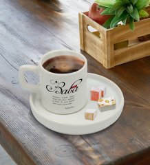 Kişiye Özel Mânâ Baba Tasarımlı Sunum Tabaklı Türk Kahvesi Fincanı Model 1