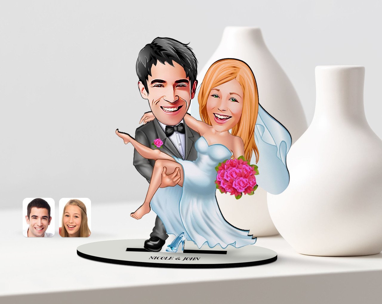 Kişiye Özel Evleniyoruz Karikatür Ahşap Biblo - 9