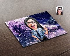 Kişiye Özel Kadın Polis Karikatürlü Ahşap Puzzle-1