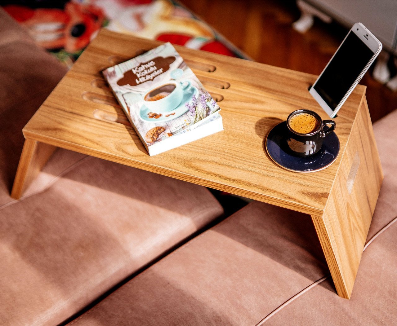 Bk Gift Ahşap Katlanabilir Organizer Kitap Okuma  Sehpası