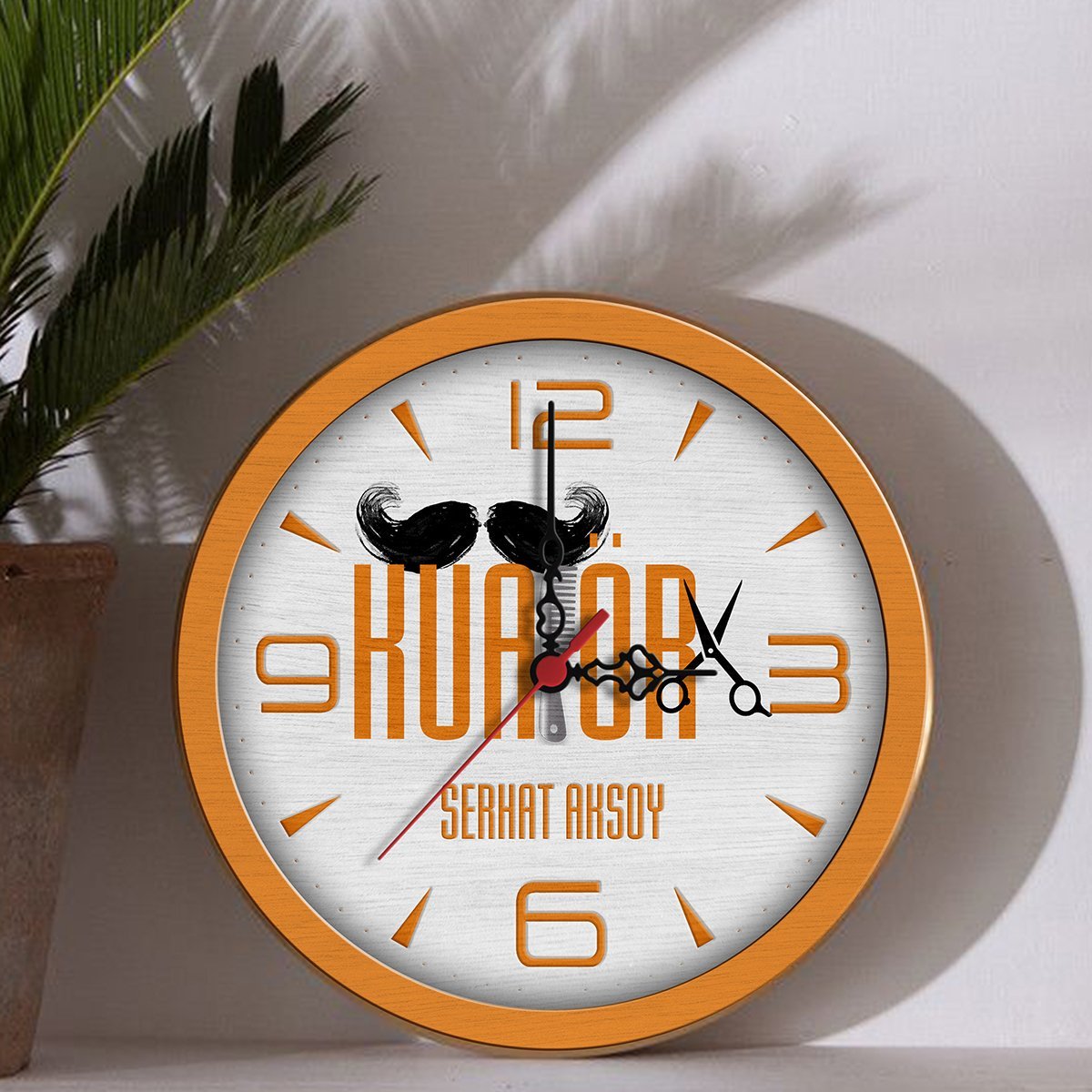 Kişiye Özel Mesleki Kuaför Ahşap Duvar Saati - 3