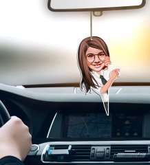 Kişiye Özel Kız Çocuk Karikatürlü Ahşap Araba Dikiz Ayna Süsü-1