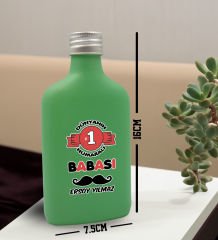 BK Gift Kişiye Özel İsimli Baba Temalı Yeşil Tasarım Cam Şişede 200 ml Kolonya-6, Babaya Hediye, Babalar Günü Hediyeleri, Hediyelik Baskılı Kolonya