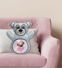 BK Gift Tatlı Köpek Tasarımlı Mavi Ayıcık Yastık-2