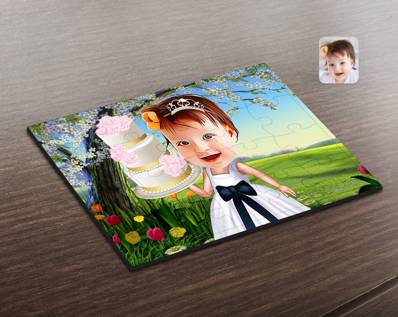 Kişiye Özel Çocuk Doğum Günü Karikatürlü Ahşap Puzzle-2