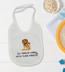 BK Kids İlk Babalar Günü Tasarımlı Bebek Body Zıbın ve Mama Önlüğü Hediye Seti - Model 3