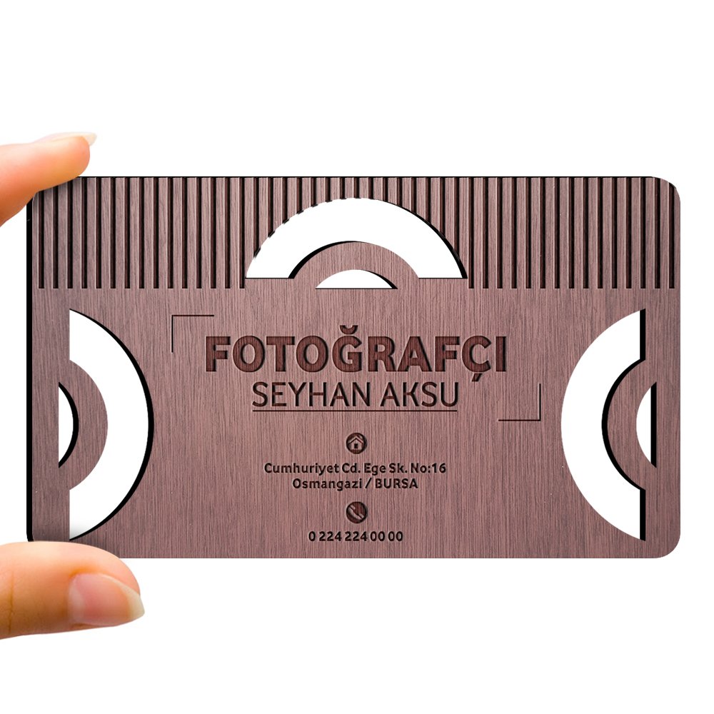 Kişiye Özel Mesleki Fotoğrafçı Ahşap Kartvizit (Model 1-5) 50 ADET
