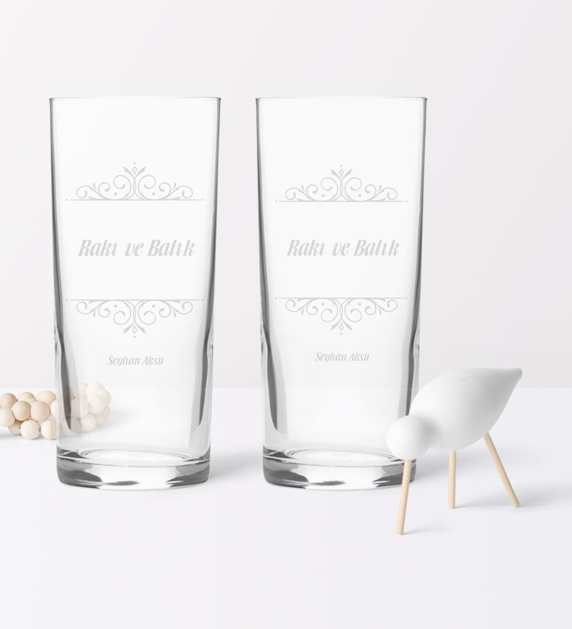 Kişiye Özel İkili Rakı ve Balık Rakı Bardağı Seti