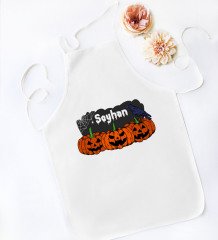 Kişiye Özel Happy Halloween Tasarımlı Beyaz Mutfak Önlüğü-19