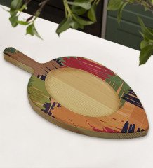 BK Gift Modern Art Tasarımlı Yaprak Şeklinde Doğal Ahşap Servis ve Sunum Tabağı Model 11