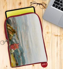 BK Gift Suluboya Tasarımlı Taşınabilir Koruyucu Tablet Kılıfı & Organizer Çanta - Kırmızı-1