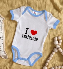 BK Kids I Love Eskişehir Tasarımlı Mavi Bebek Body Zıbın - Model 1