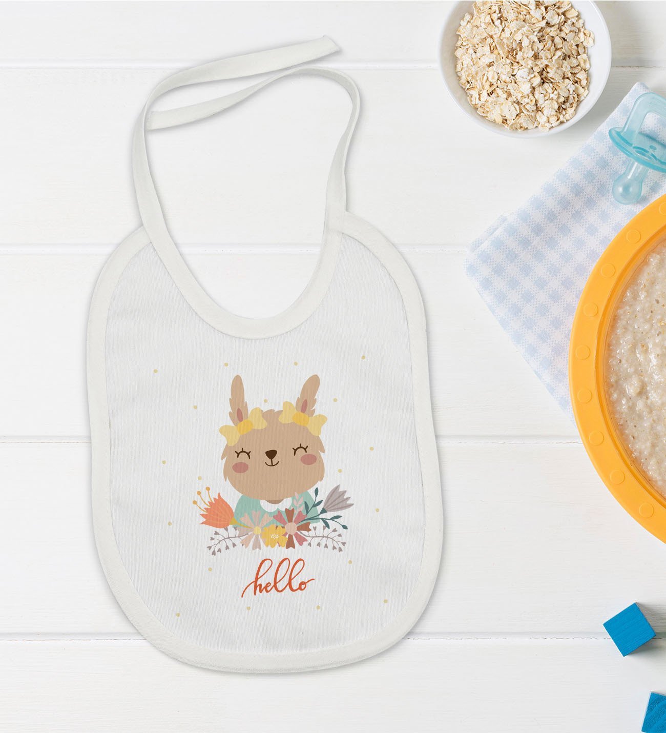 BK Kids Hello Tasarımlı Bebek Mama Önlüğü - Model 1