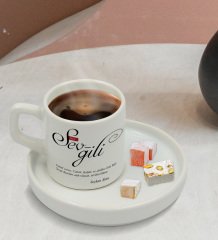 Kişiye Özel Mânâ Sevgili Tasarımlı Sunum Tabaklı Türk Kahvesi Fincanı Model 1