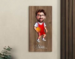 BK Gift Kişiye Özel Basketbol Karikatürlü Kabartma Figürlü Ahşap Tablo-5, Arkadaşa Hediye, Sevgiliye Hediye, Duvar Dekoru