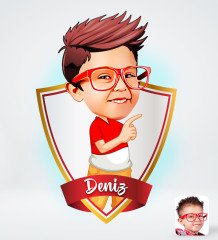 Kişiye Özel İsimli Erkek Çocuk Tasarımlı Dijital Karikatür-1