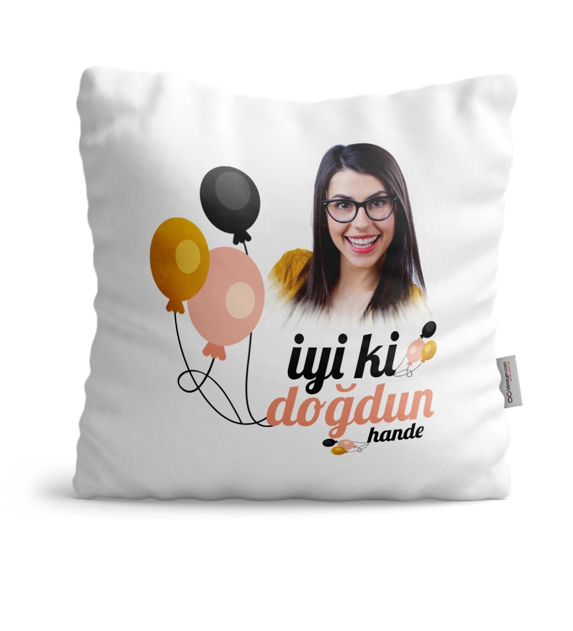 Kişiye Özel İyi ki Doğdun Tasarımlı Beyaz Saten Yastık - 3