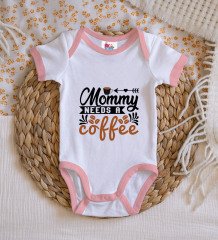 BK Kids Mommy Needs A Coffee Tasarımlı Pembe Bebek Body Zıbın-1