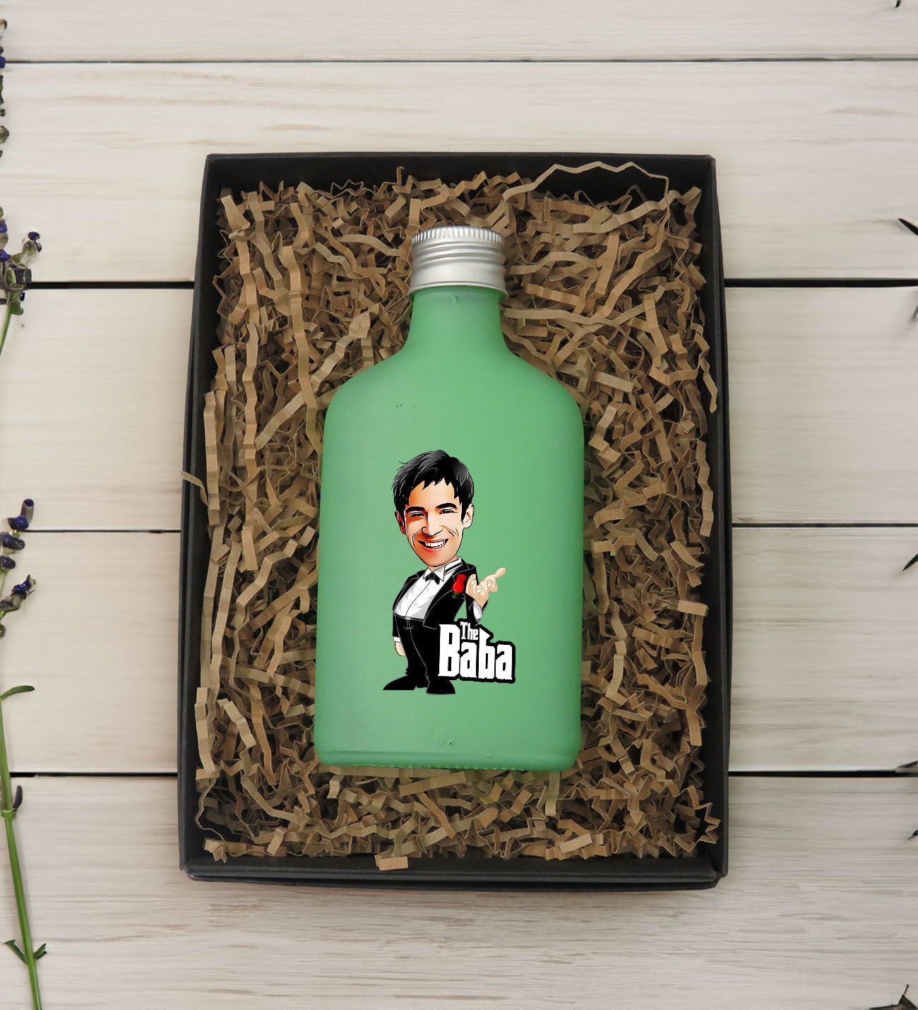 BK Gift Kişiye Özel The Baba Karikatürlü Yeşil Tasarım Cam Şişede 200 ml Kolonya-3, Babaya Hediye, Babalar Günü Hediyeleri, Hediyelik Baskılı Kolonya