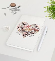 Kişiye Özel Sevgililer Günü Beyaz Defter Kalem Seti-118