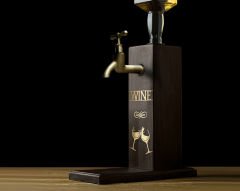 BK Gift Aynalı Altın Kabartma Musluklu Doğal Siyah(Ebony) Ahşap Şarap Standı, Home Bar, İçecek Dispenseri, Ahşap İçecek Çeşmesi-4