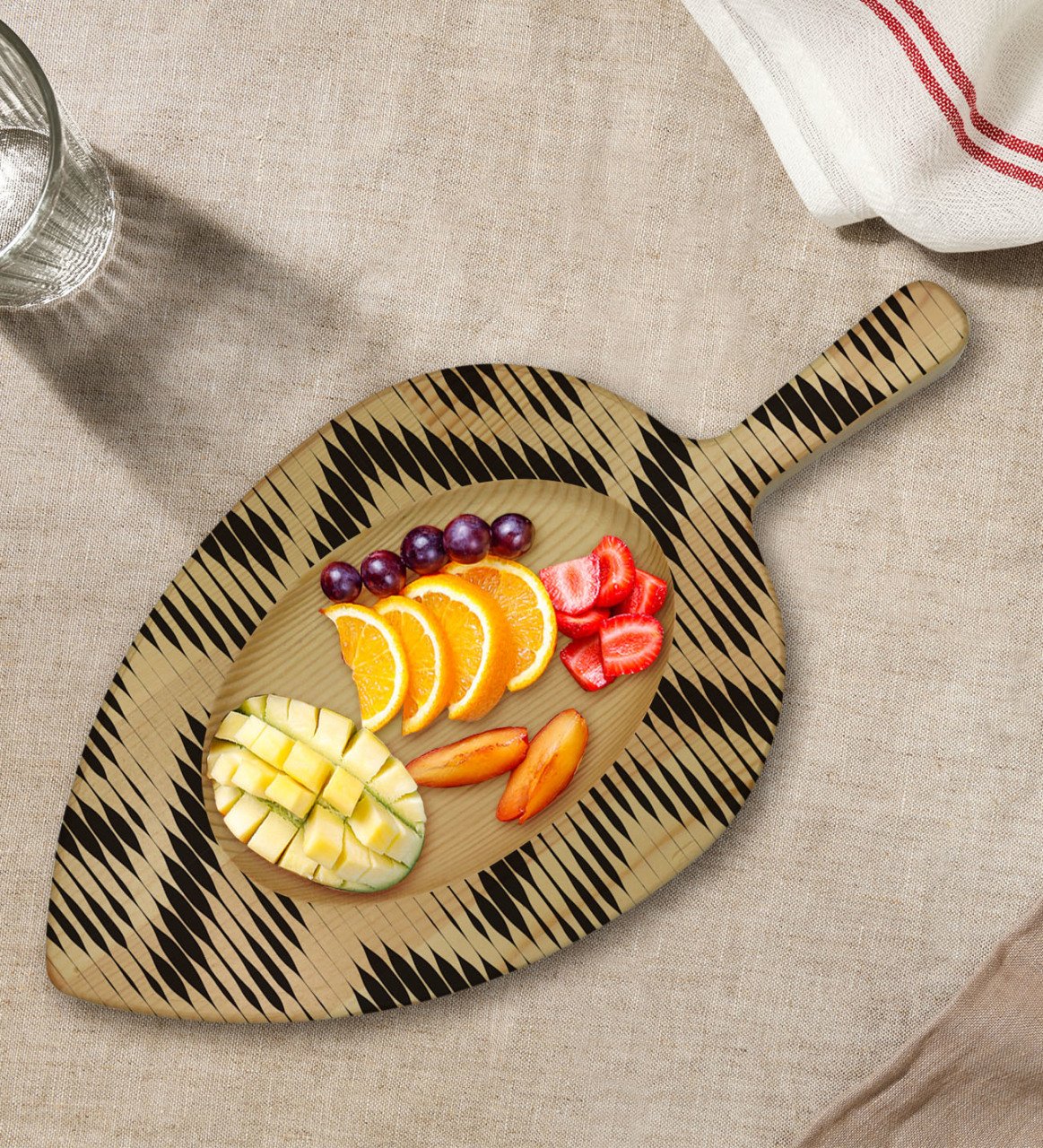 BK Gift Modern Art Tasarımlı Yaprak Şeklinde Doğal Ahşap Servis ve Sunum Tabağı Model 17